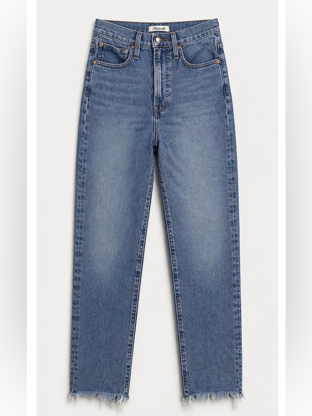 Madewell Perfect Vintage Jeans Size 27 HighRise Straight Leg Raw Hem Medium Wash